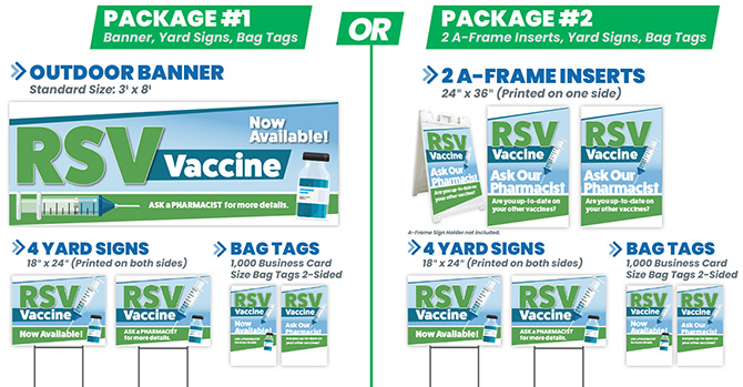 An image of marketing material packages for the APCI 2024 RSV Immunization Marketing Kit