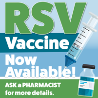Image of 10-in x 10-in adhesive window sign for RSV immunization promotion